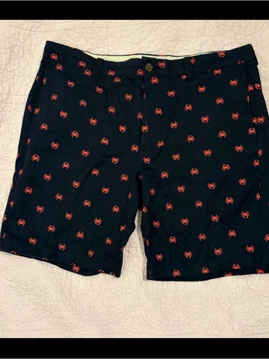J. Crew Other - J. Crew Navy Flat-Front Shorts with Pink Crab Motif